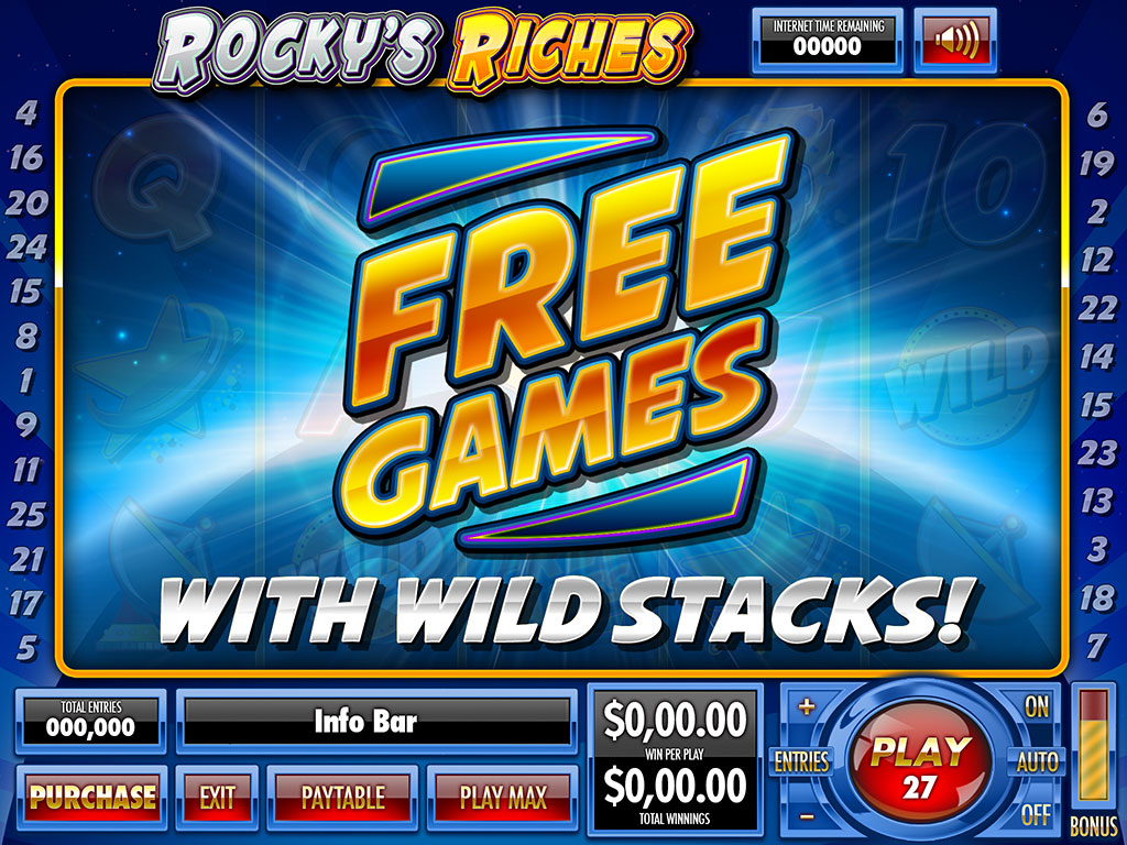 Rocky's Riches Free Games bonus trigger screen