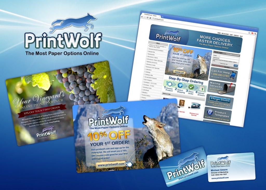 PrintWolf logo design and branding