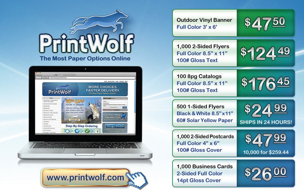 Direct mail piece for online printer promotion