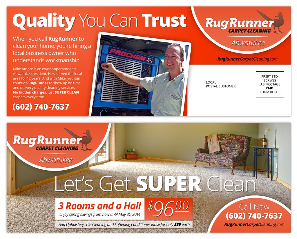 small business carpet cleaner direct mail design