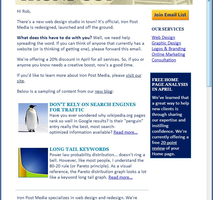 Email Marketing for Iron Post Media