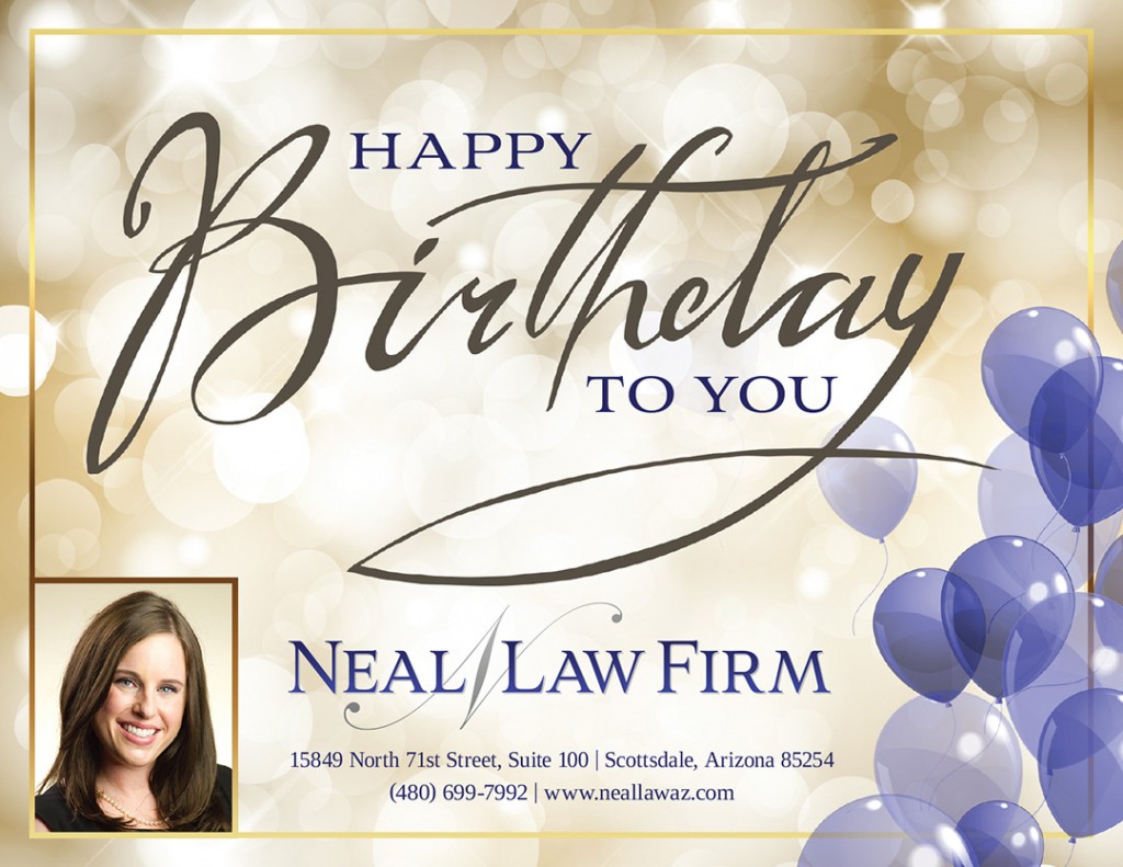Birthday card design for Arizona law firm