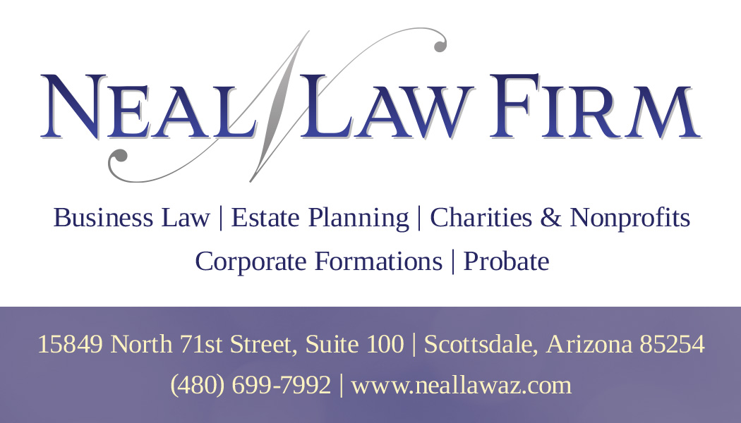 Law firm business card design with services and location