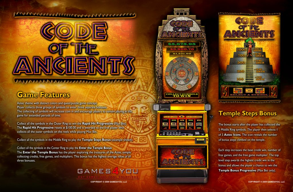 Code Of The Ancients slot machine game concept design