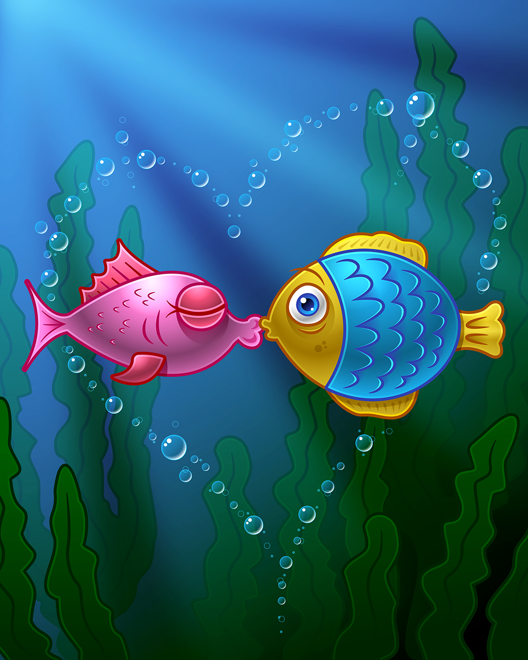 Kissing Fish Illustrator Vector Art Rob Knapp Design