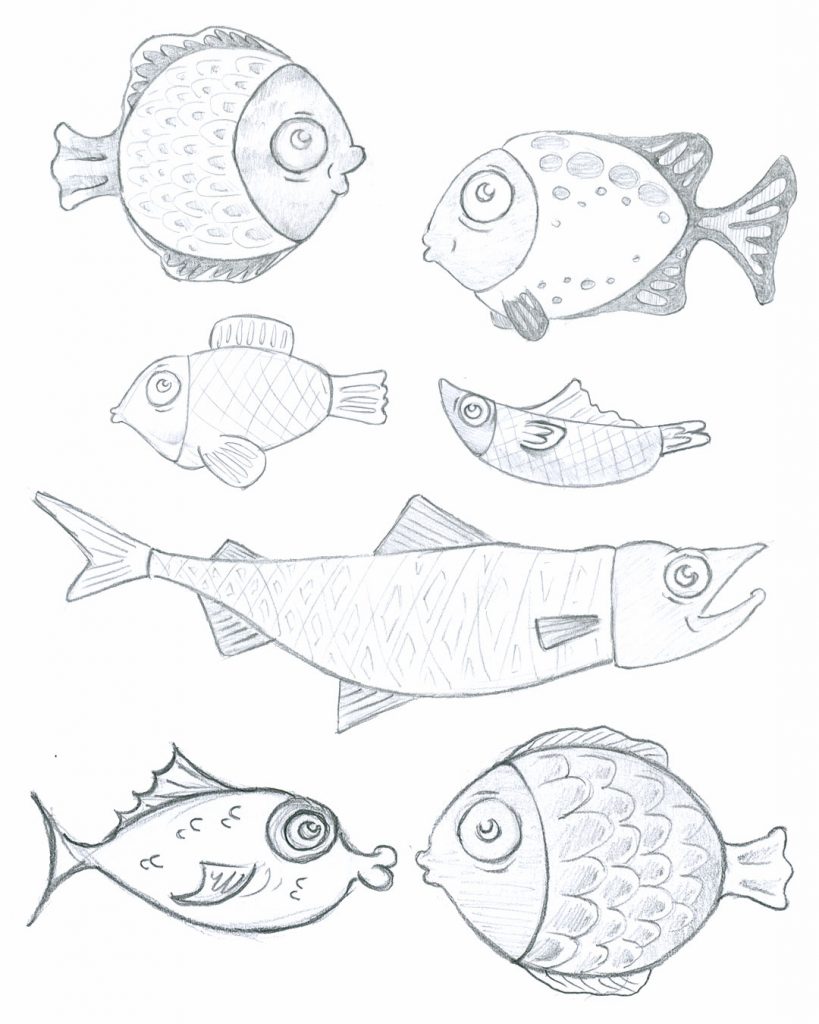 fishes kissing coloring pages