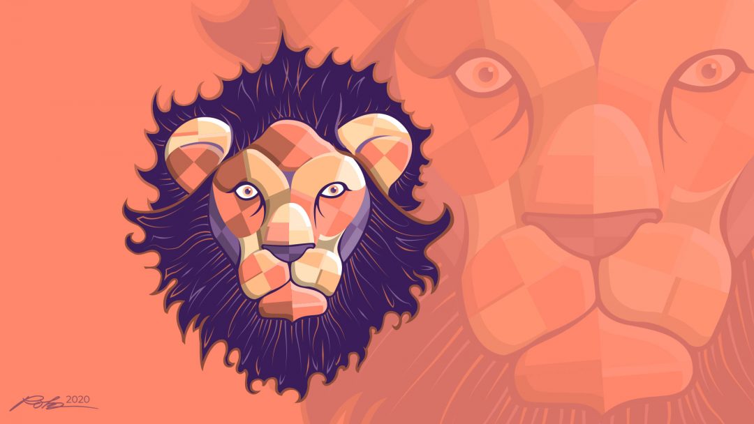 Stoic lion face vector illustration