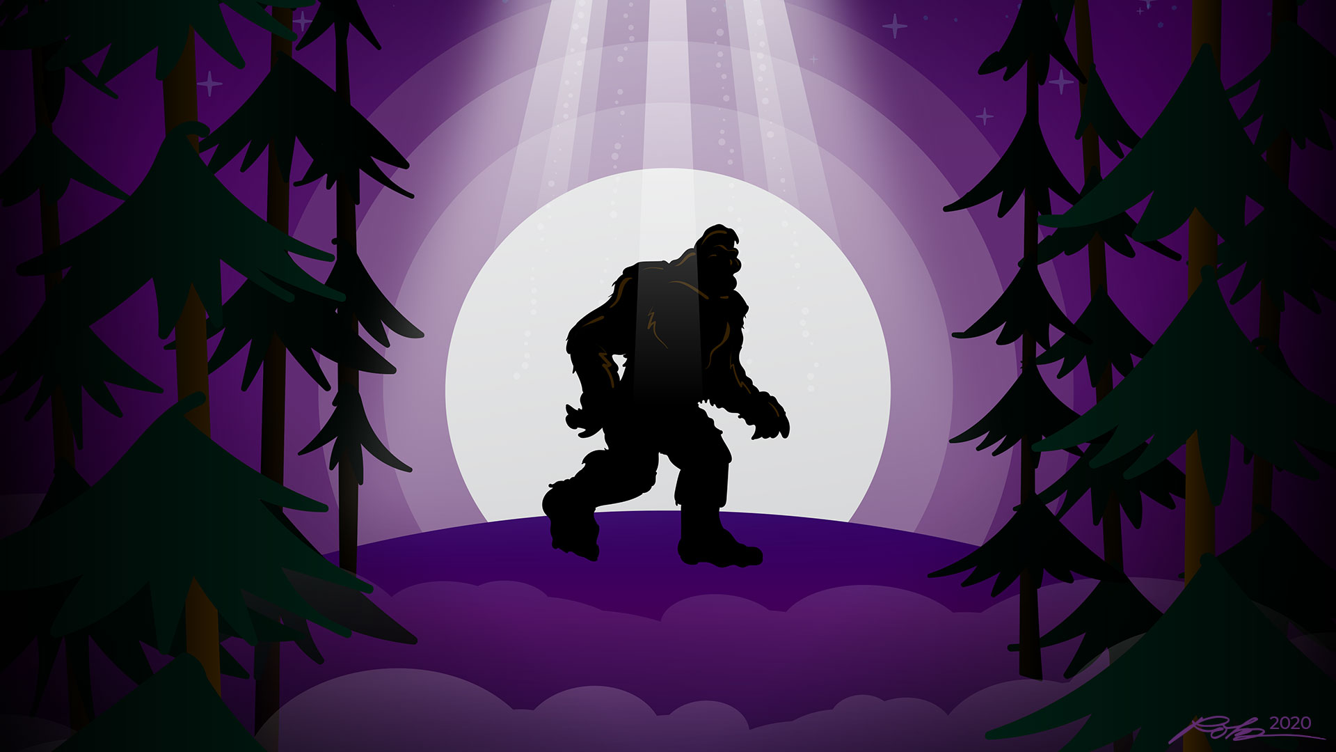 Bigfoot UFO Vector Illustration - Rob Knapp Design