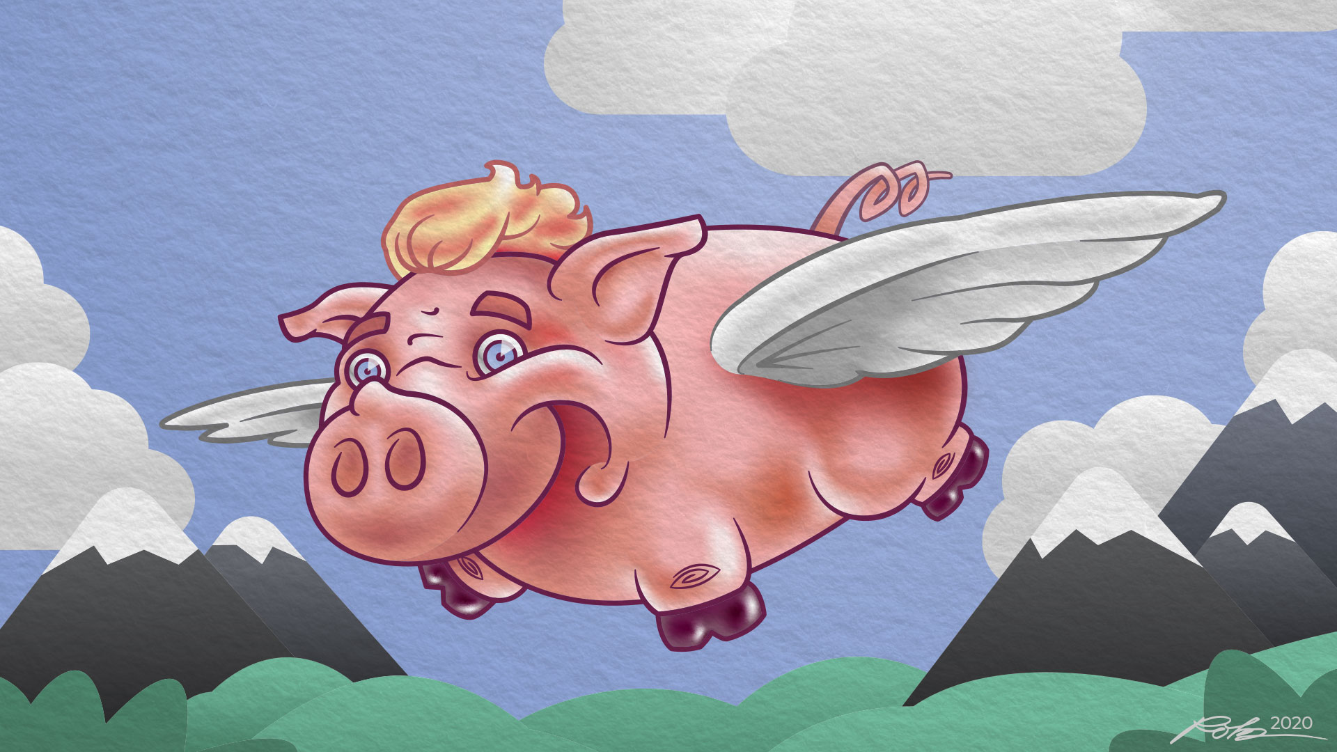 Flying Pig Character Illustration Rob Knapp Design