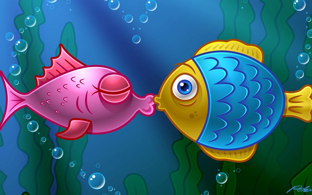 Kissing Fish: Illustrator Vector Art