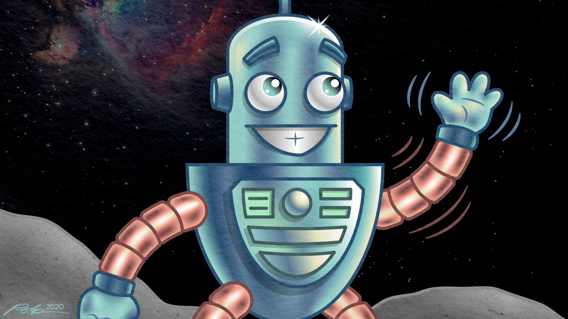 Cartoon Robot Character Illustration - Rob Knapp Design